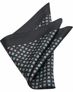 Joseph Abboud Pocket Square, Black Mini Retro Pattern