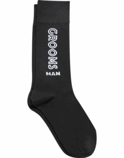Egara Mid-Calf Grooms Man Socks, Black