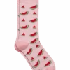 Egara Socks, Pink Stripe And Watermelons