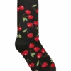 Egara Socks, Black With Red Cherries