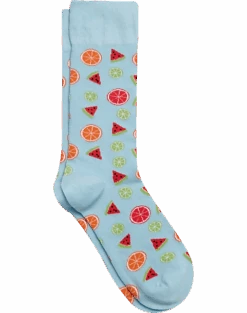 Egara Socks, Cerulean Blue With Fruit And Citrus