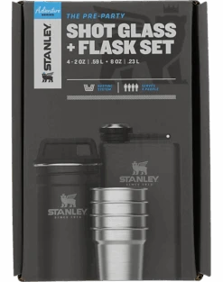 Stanley Adventure Pre-Party Shot Glass And Flask Set, Black